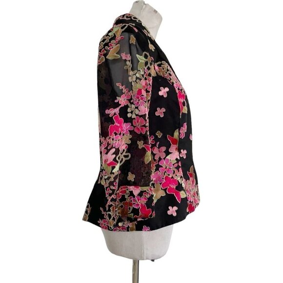 Alex Evenings Size Small Top Blouse Party Wedding Fancy Classy Floral - Picture 4 of 7